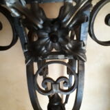 Wrought iron and marble console