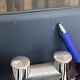 Swivel office chair in Roneo style, grey faux leather with vintage chrome.