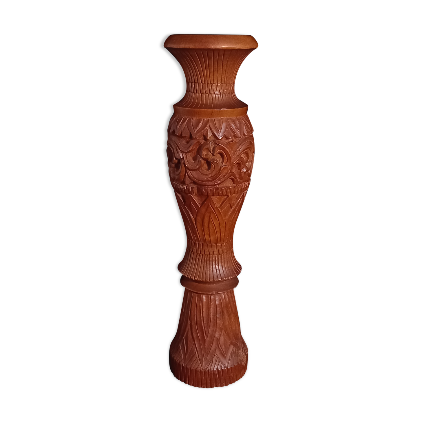 Exotic vase in carved wood