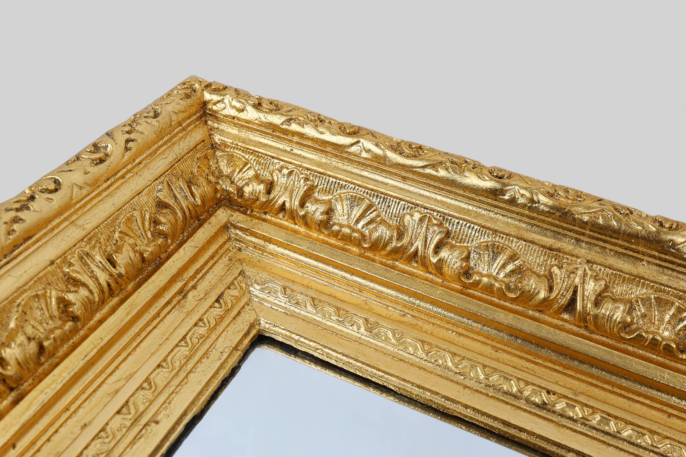Baroque gilt facet cut wall mirror in wood, France 1850