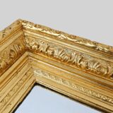 Miroir mural baroque en bois doré à facettes, France 1850