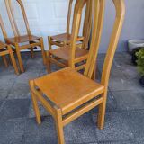 Set of 6 chairs, oak and leather