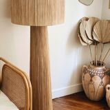 Minimalist raffia floor lamp