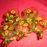 5 verres émaillés a liqueur