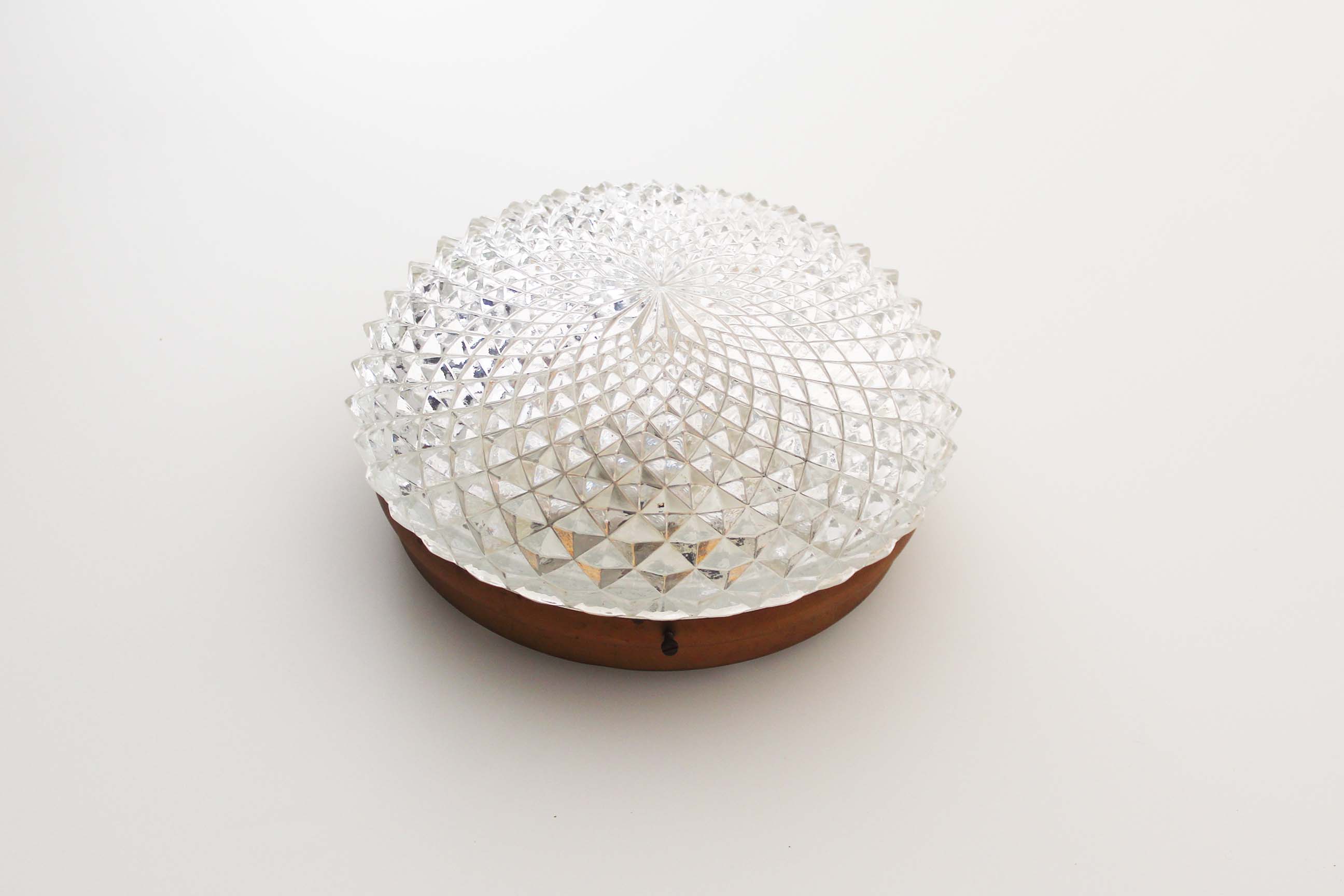 1970's Heavy round crystal glass wall sconce by Massive Belgium