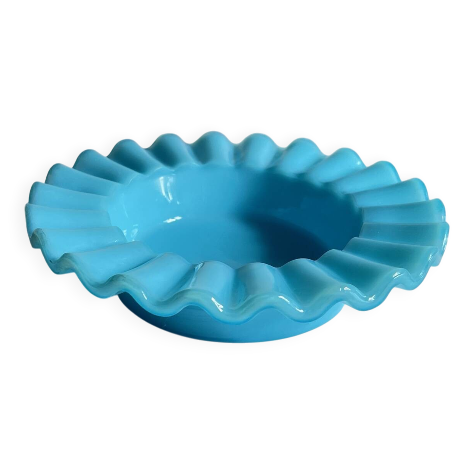 CENDRIER Vide-Poche Verre OPALIN Bleu VINTAGE