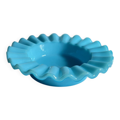 CENDRIER Vide-Poche Verre OPALIN Bleu VINTAGE