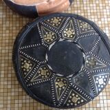 2 leather poufs