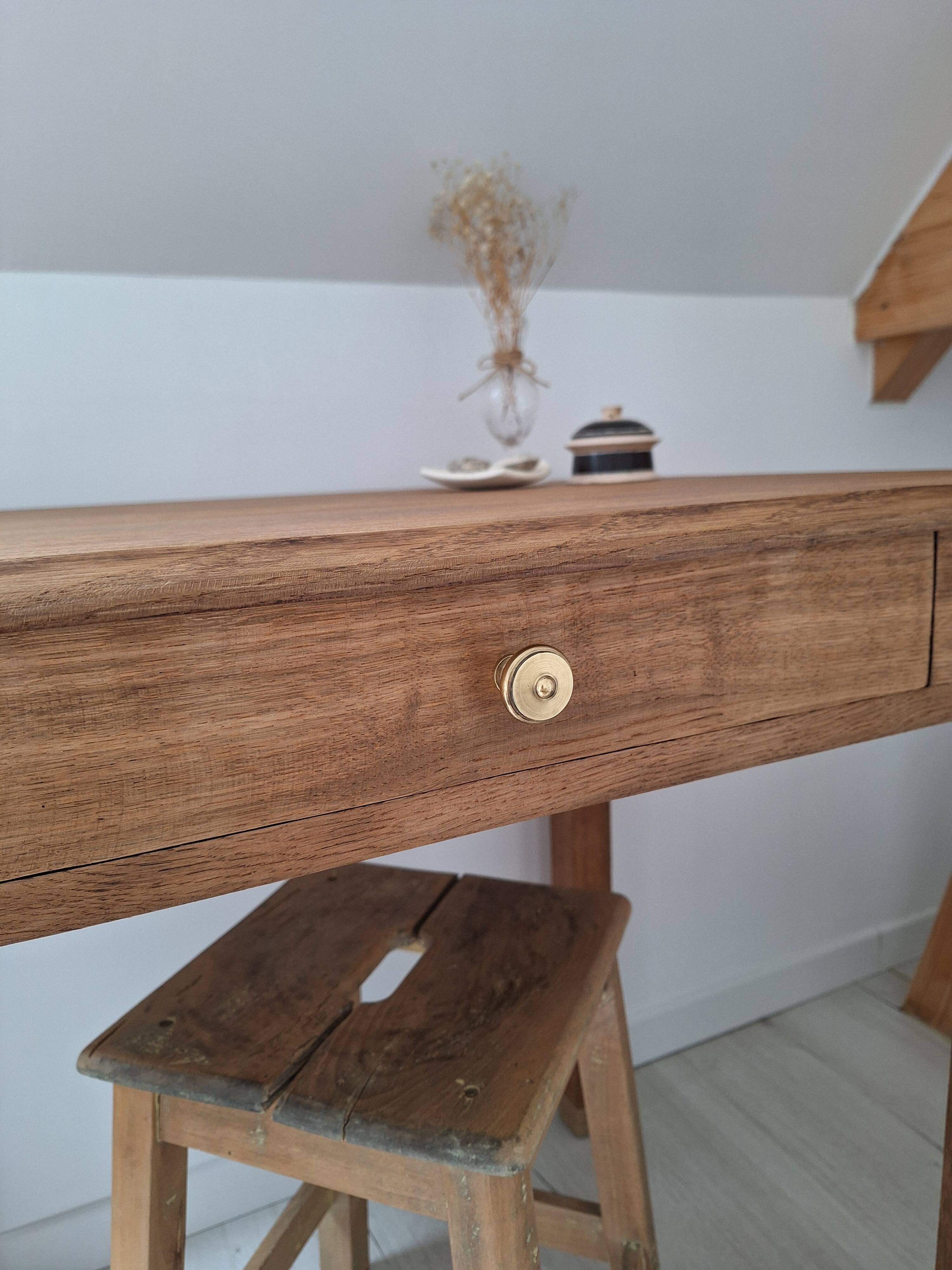 Country-style oak farmhouse desk/console/side table