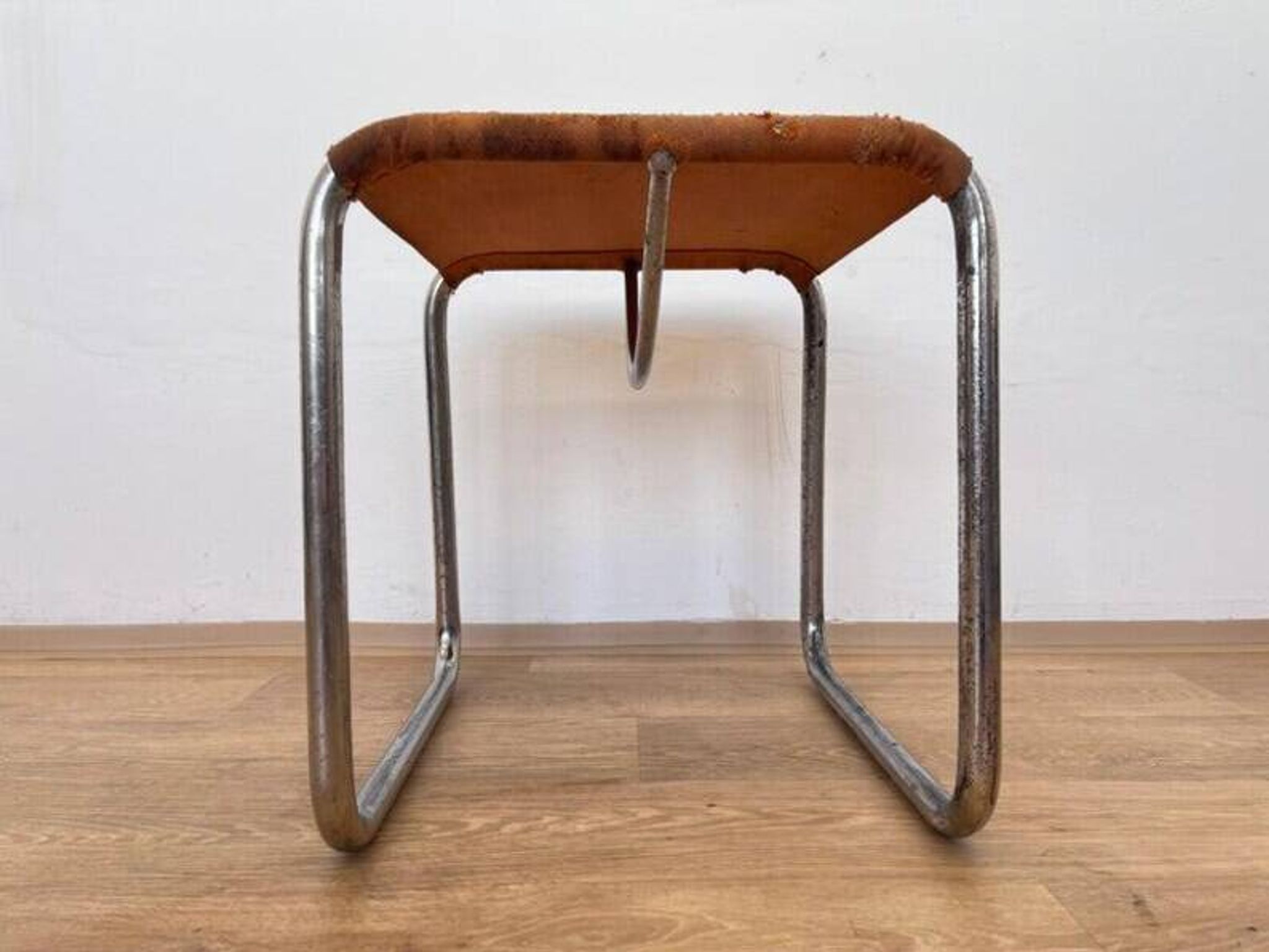 Very rare Chrome tubular steel Bauhaus Stool - 1930 / original eisengarn