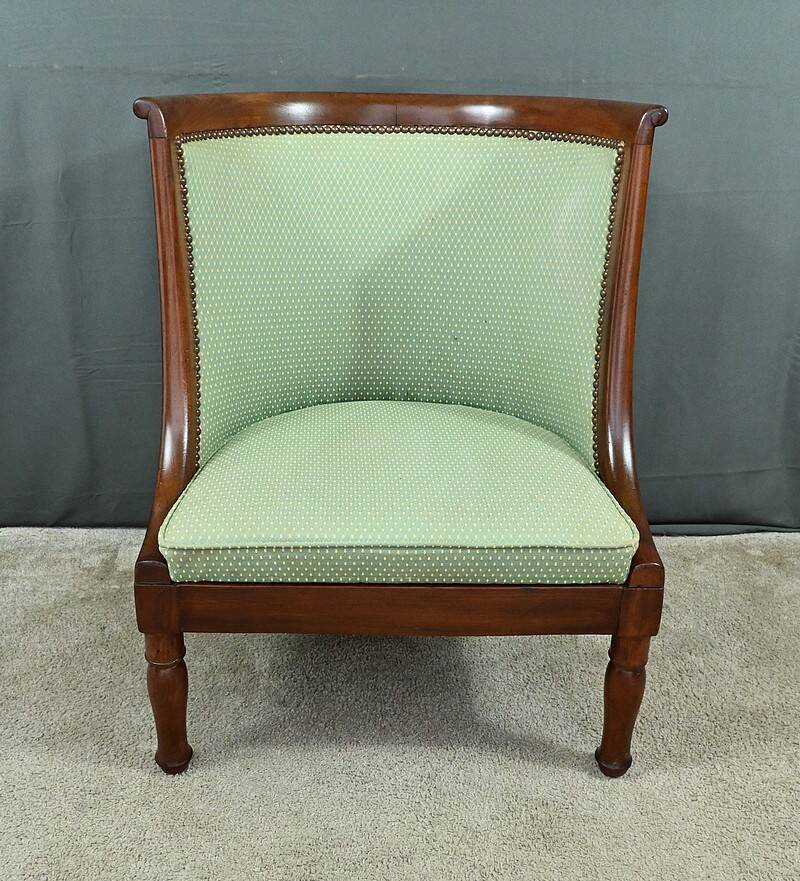Mahogany Gondola Armchair, Empire Style – 19th Century
