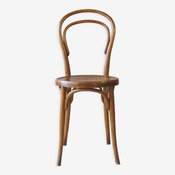 Chaise Bistrot N°14 1/2 , assise bois à decor, par Kohn 1900