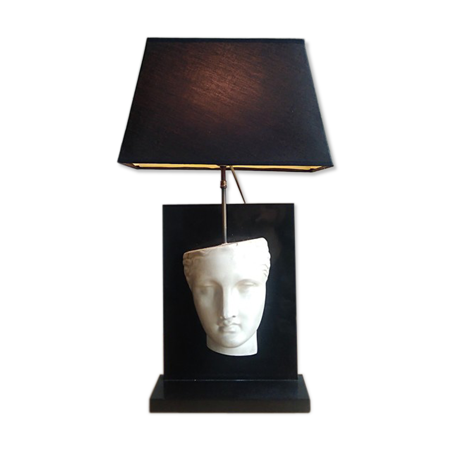 Antique-headed black marble lamp 1970/80