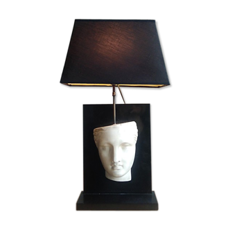 Antique-headed black marble lamp 1970/80