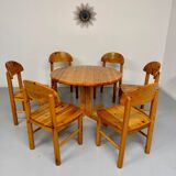 Set of 6 solid pine chairs, Scandinavian design, Reiner Daumiller
