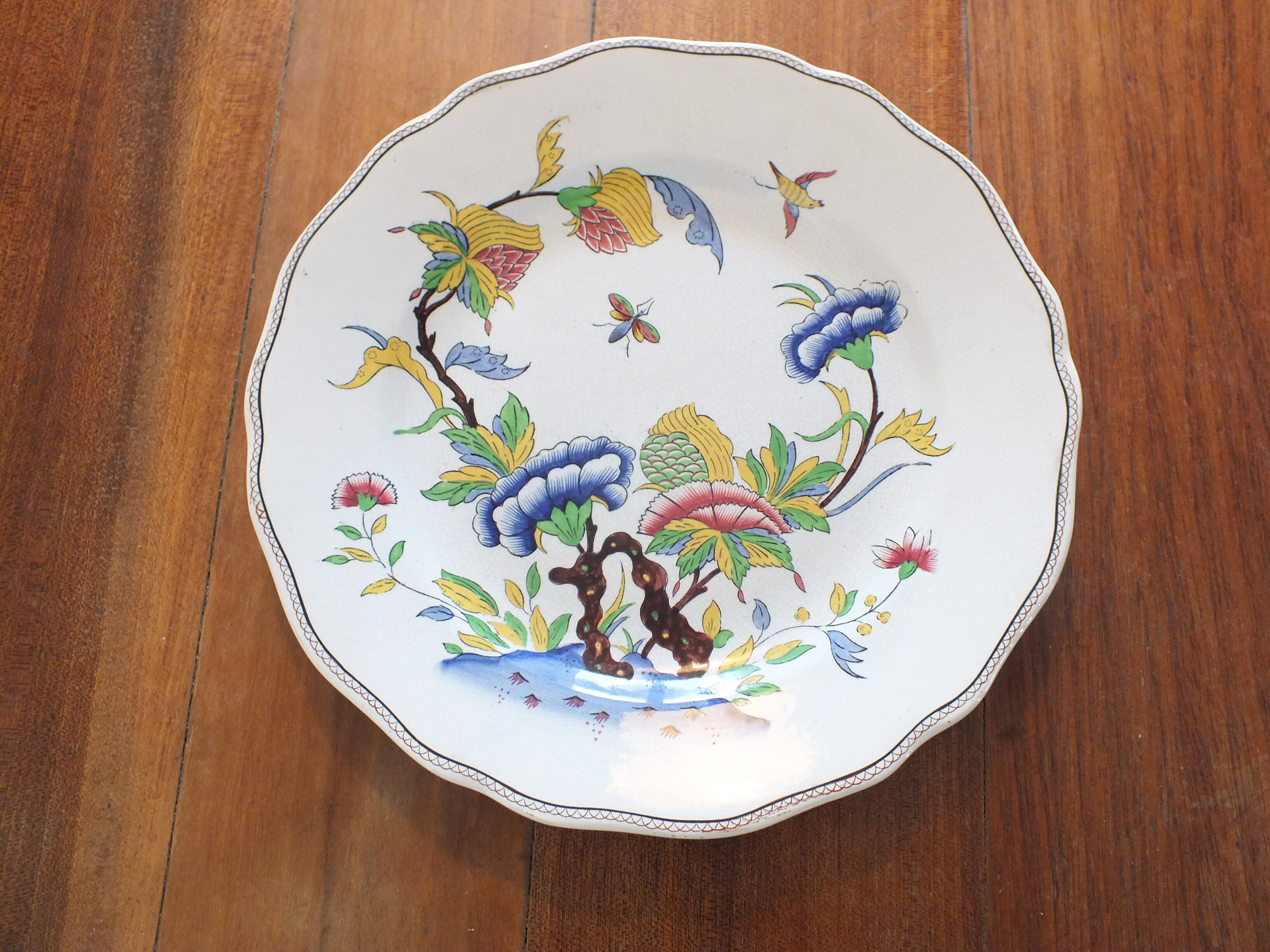 Pair of flat plates Sarreguemines decor Rouen