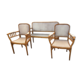 Chairs and vintage banquette by Stella, France, 1950s Scandinavian design