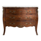 Curved Regency-style commode in mahogany marquetry.