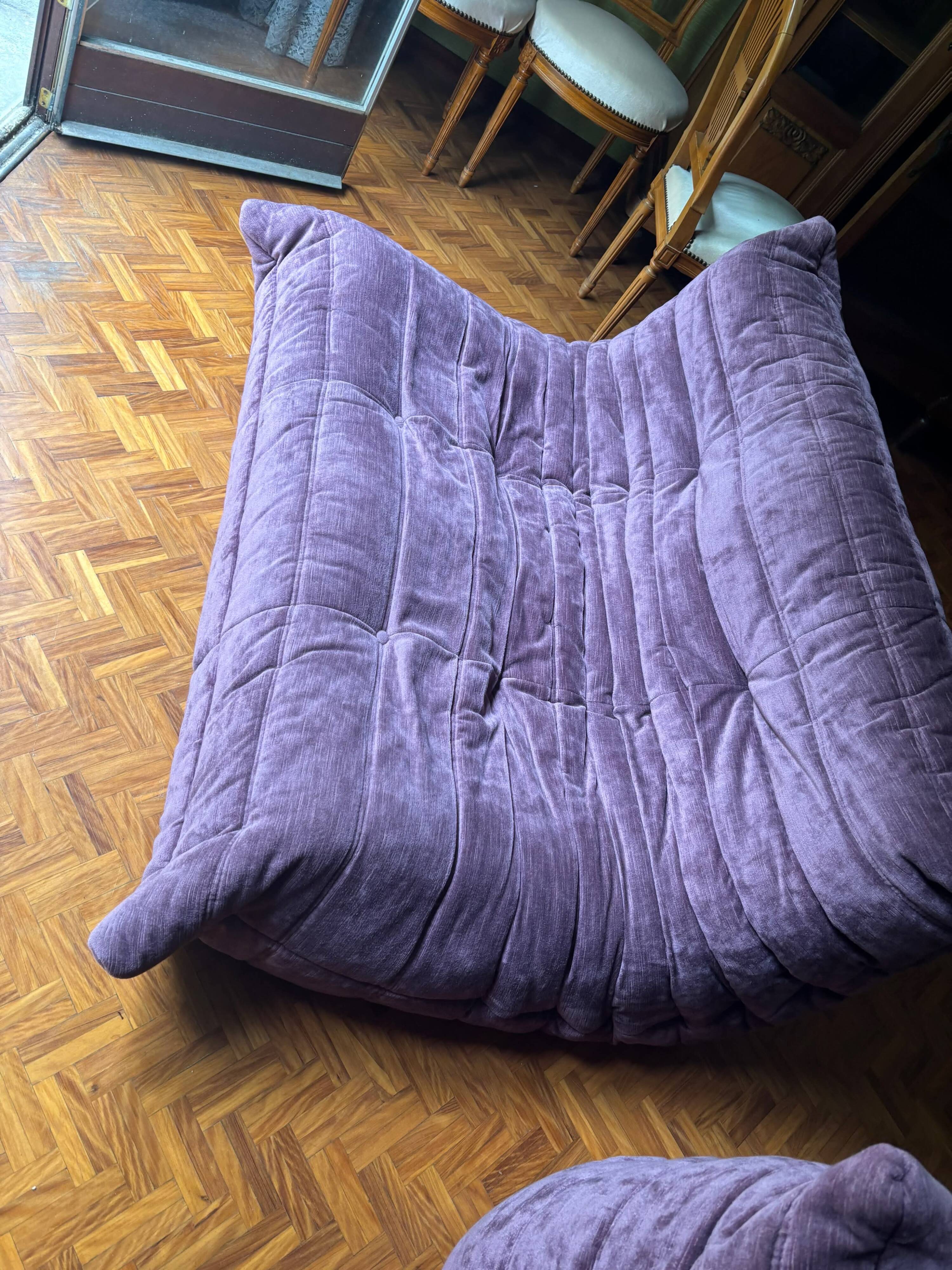 Togo purple sofa set - 2-seater sofa and corner armchair