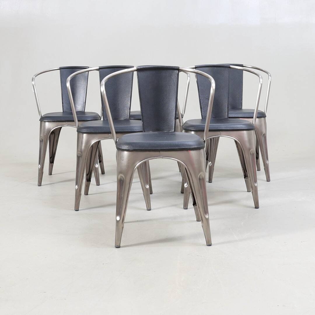 Industrial-Design Chairs (Set of 6) — Metal & Wood — Timeless Workshop Aest