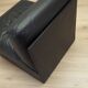 Black leather pouf/armchair, Italian design, 1960s, made in Italy.