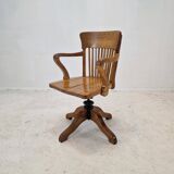 Industrial Oak Swivel Chair, 1900's