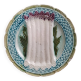 Français plat à asperges antique, majolique, barbotine