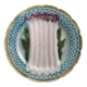 French antique asparagus dish, majolica, barbotine