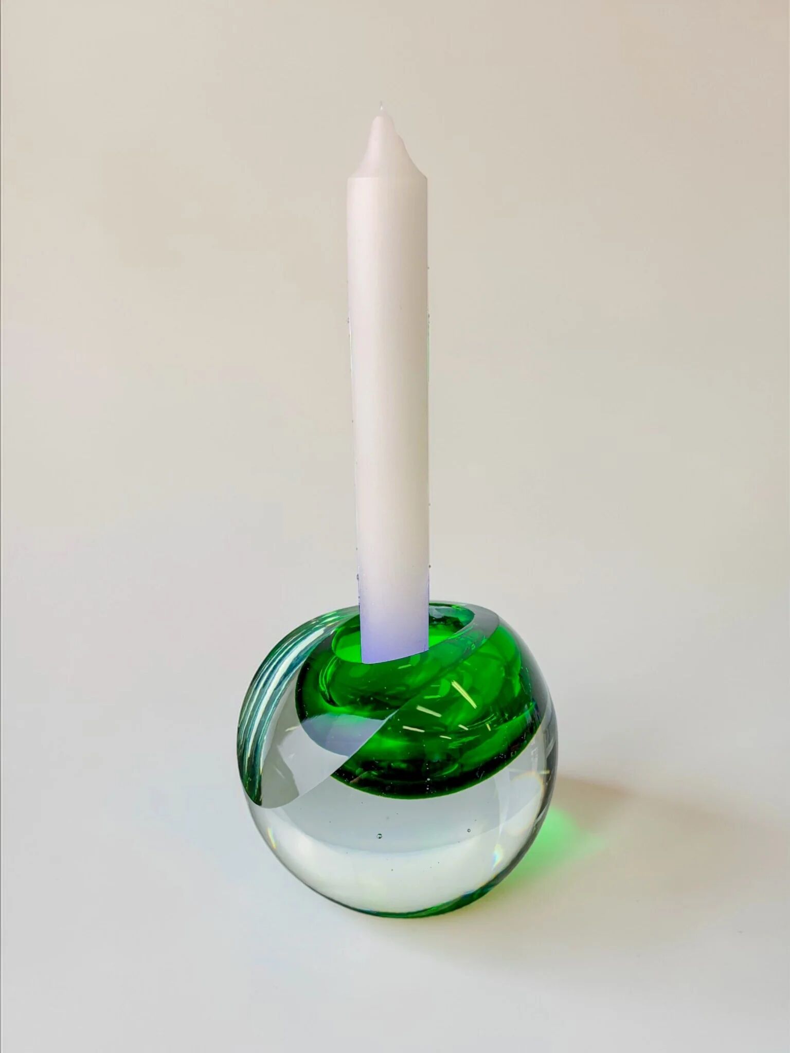 Bougeoir vert Sommerso italien par Seguso, Murano, années 1970