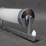 1930s Bauhaus chrome and milk glass tubular wall light, Czechoslovakia, restored