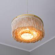 Hans Agne Jakobsson silk and brass fringe pendant circa 1960.