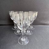 6 White wine or port glasses in blown, cut and engraved crystal