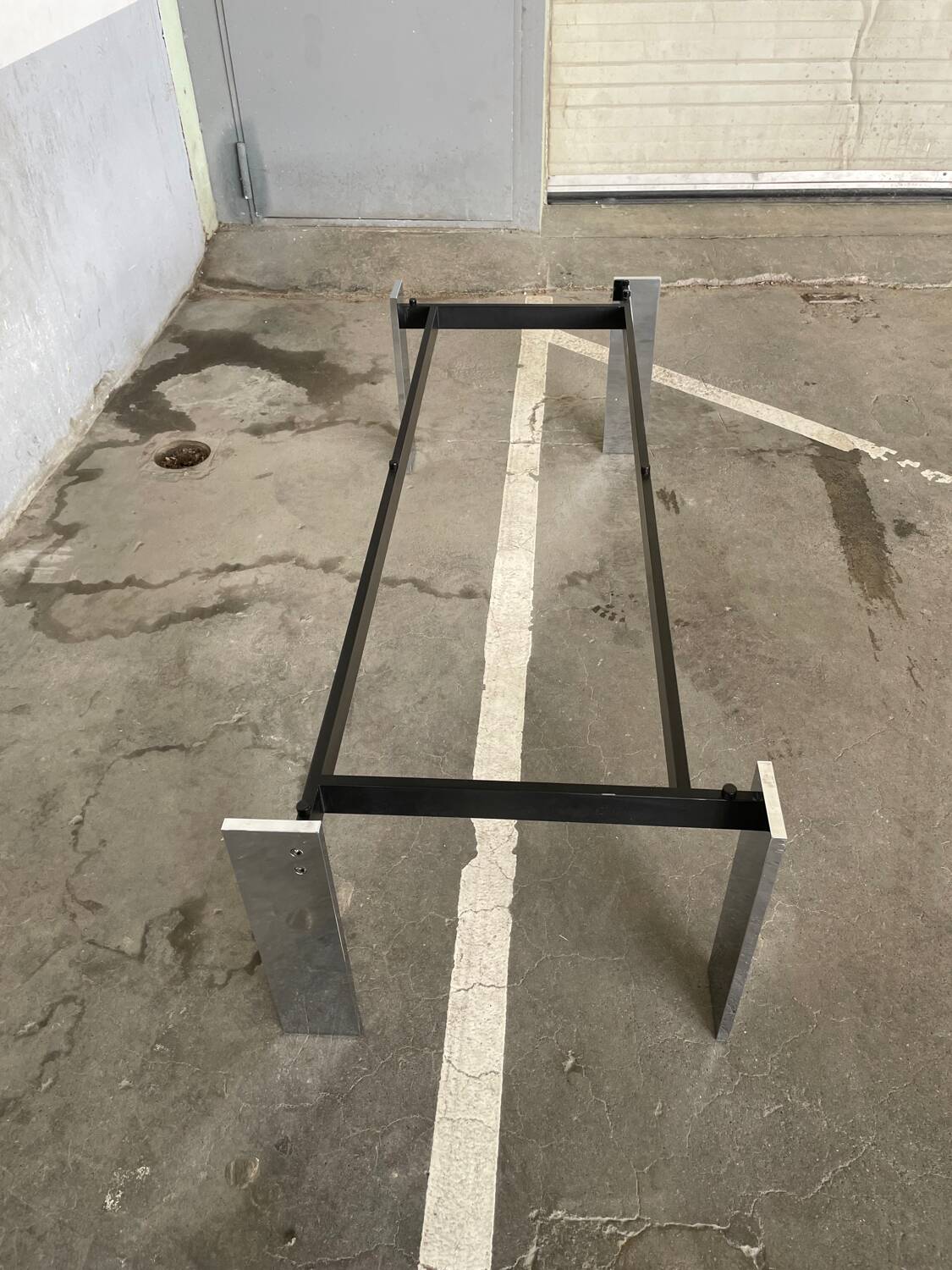 Chrome-plated steel coffee table with tempered smoked glass top