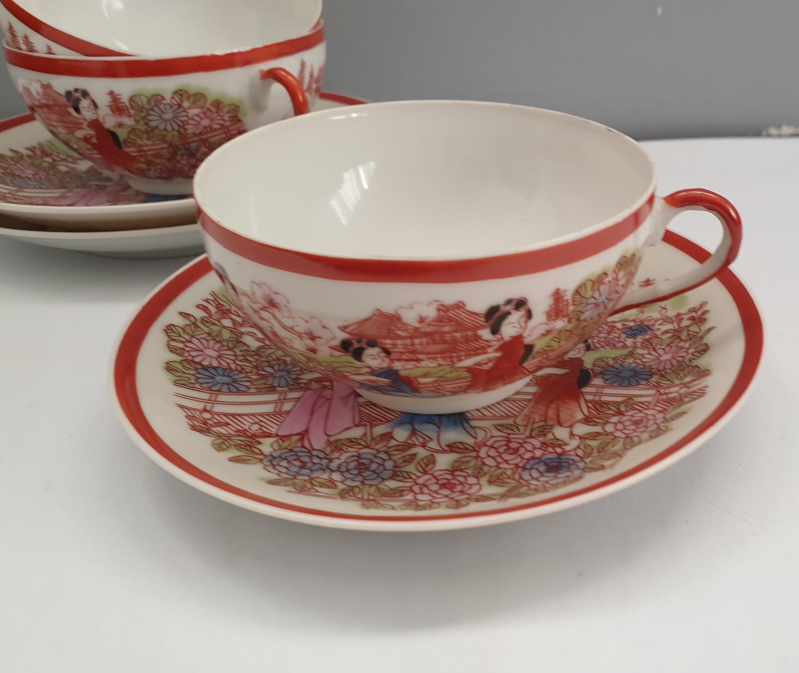 Three tea or coffee cups made of vintage japanese porcelain