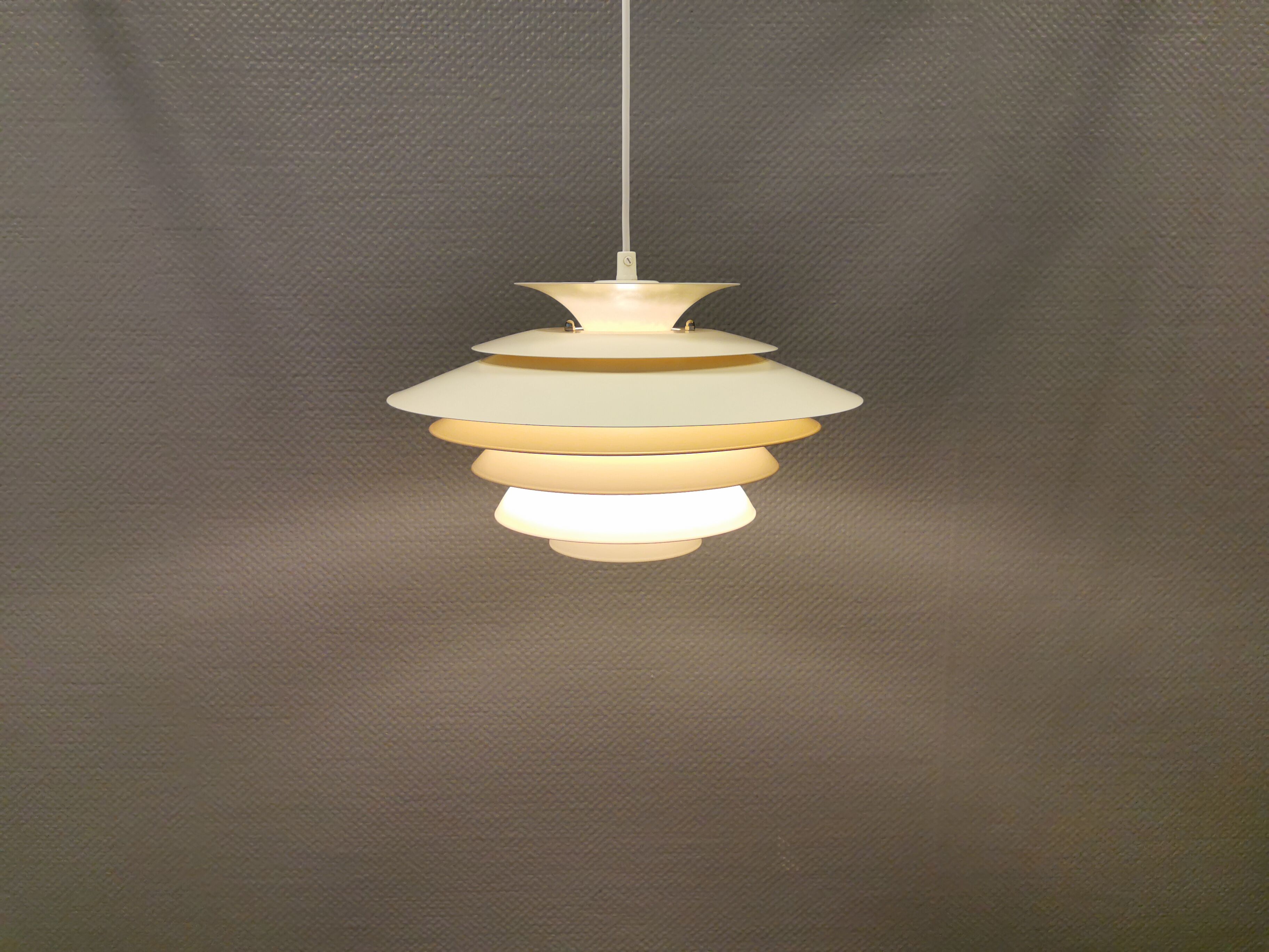 Danish hanging lamp in cracked white colour. produced by Design-Light in the 1980s, model Sofia.