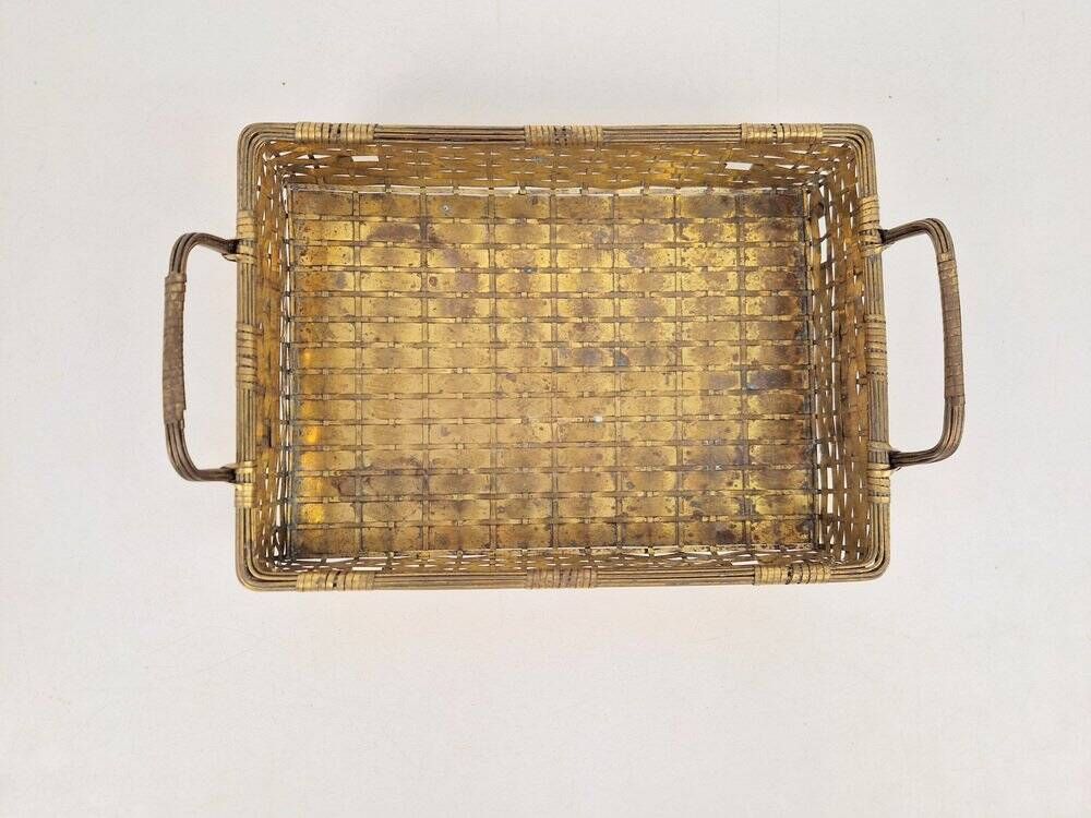 Vintage France Regency Style Woven Brass Bread Basket, 1960s