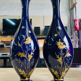 Paire de vases en porcelaine bleu cobalt