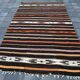 %100 Wool Striped Moroccan Pattern Turkish Kilim Rug, 181x305 Cm
