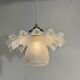 Opaline scalloped pendant light and Art Deco tulip