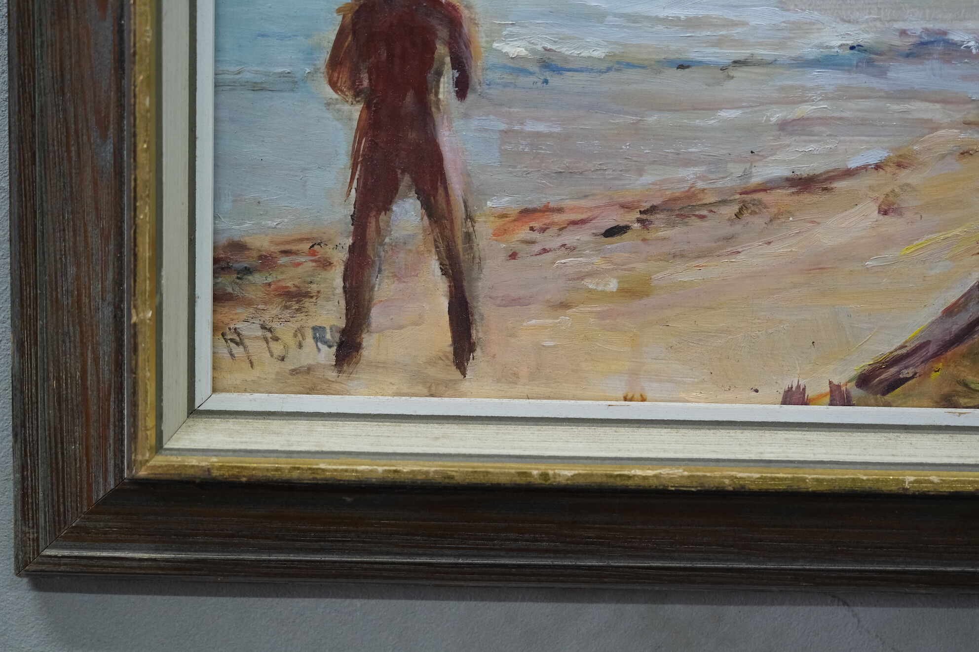 Modernist oil on panel, signed, framed, 1970
