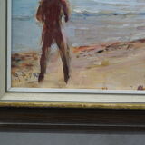 Modernist oil on panel, signed, framed, 1970