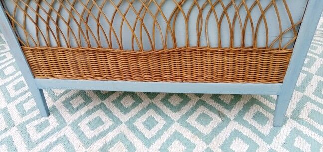 Wooden and rattan chest