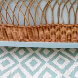 Wooden and rattan chest