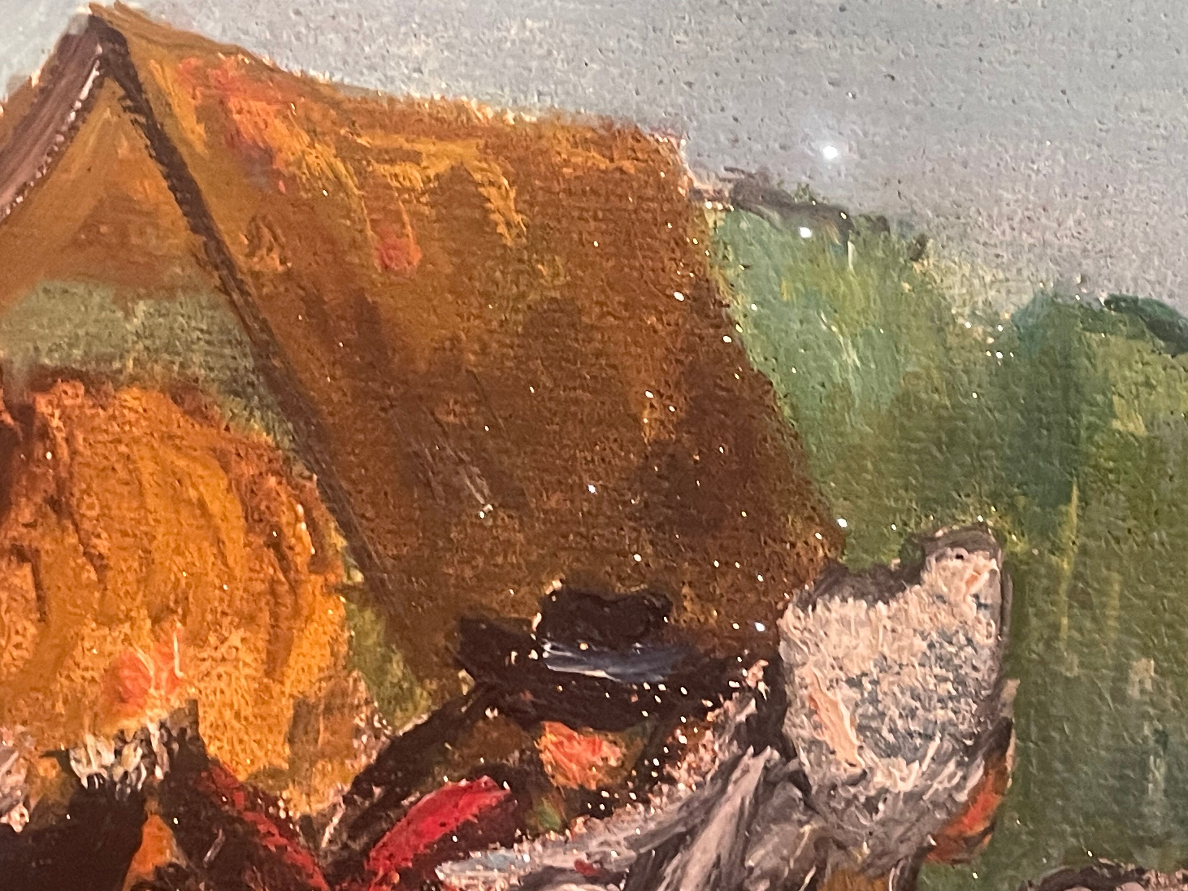 Oil on canvas, Breton scene, Breton village, signed Le Hellocq, Pont Aven