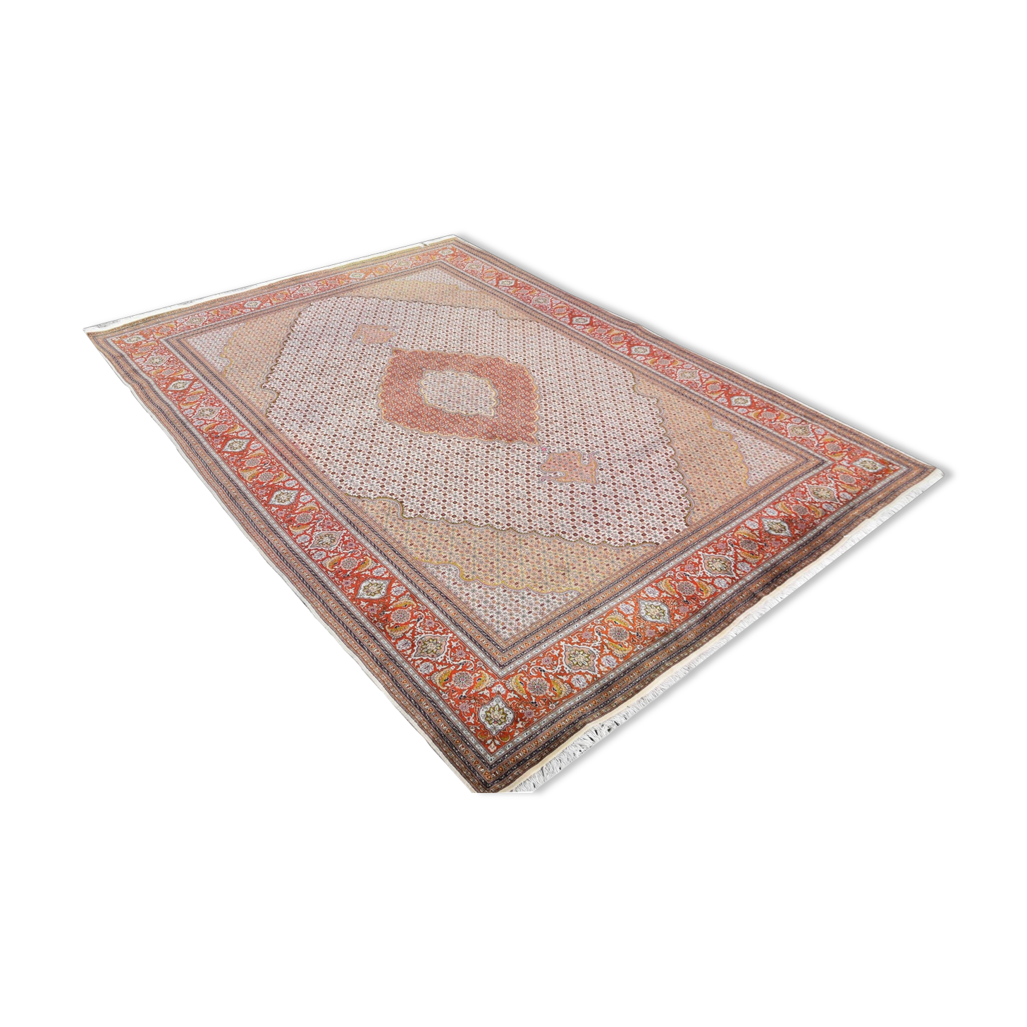 Iran Tabriz Mahi wool and silk oriental rug: 3.60 x 2.50 meters