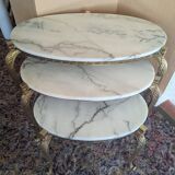 Nesting tables in white marble and bronze