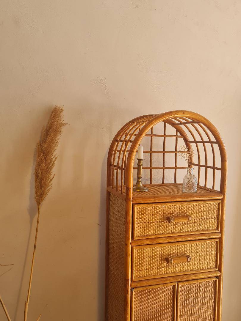 Vintage rattan wardrobe