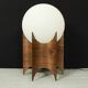 Abat-jour globe vintage avec base en bois sculptée