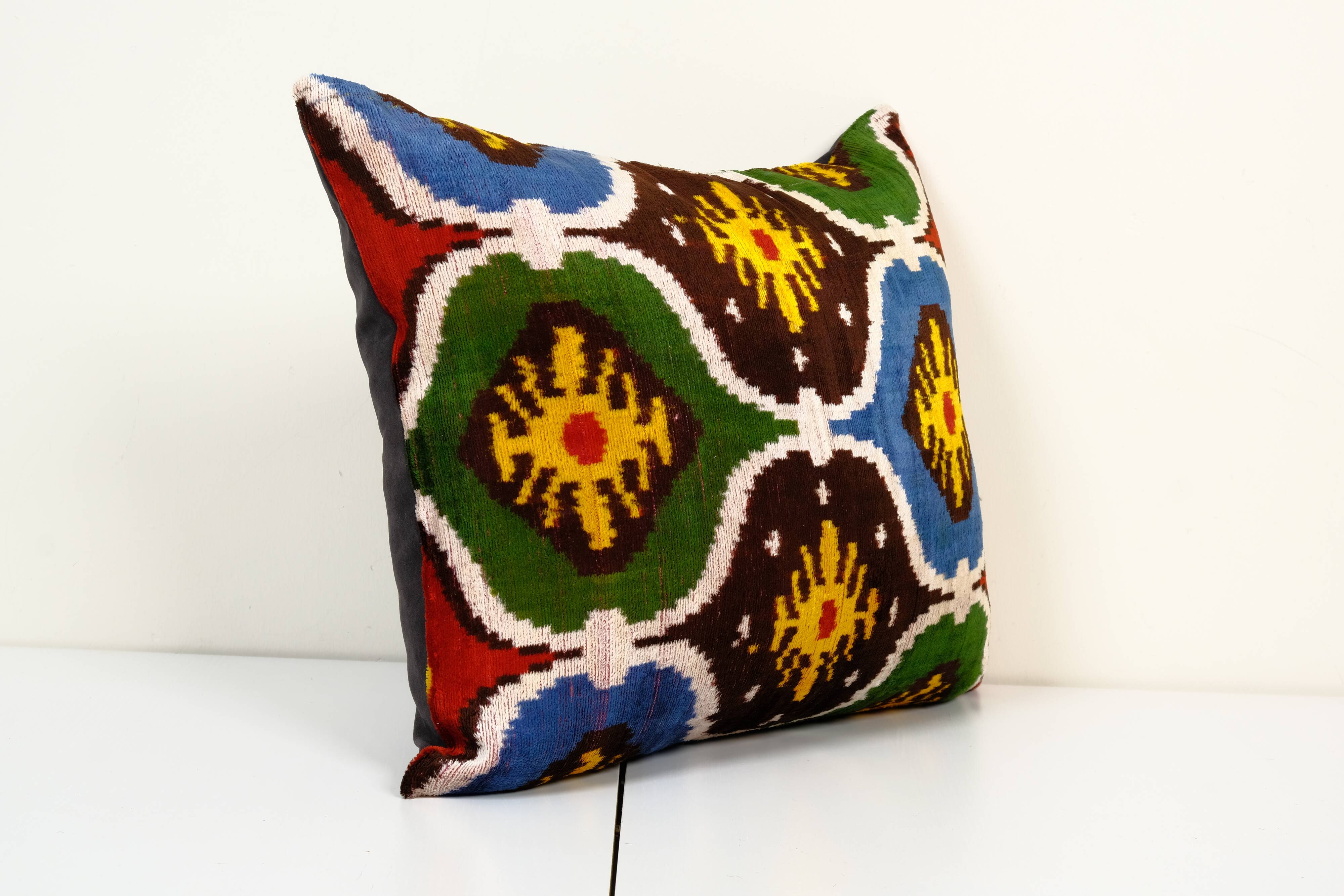Ikat velvet pillow cover