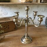 5-branch silver-plated metal candle holder